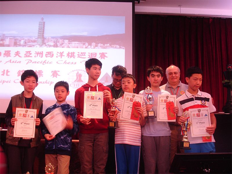 Ethan wins bronze at the Kasparov Rapid Tournament U14, Taiwan, March 2018
