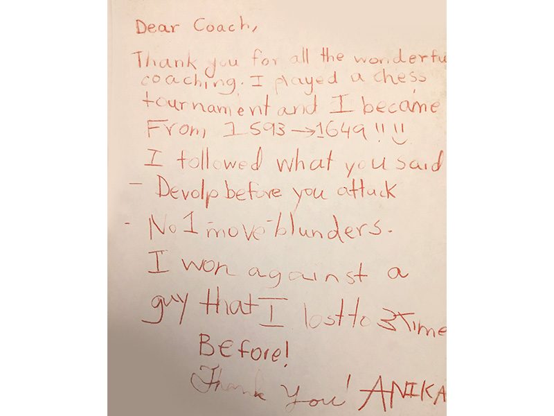 Letter from Anika, December 2017